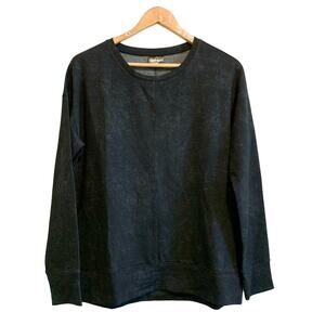32 Degrees Heat Black Velvety Long Sleeve Pullover Crew Neck Sweatshirt